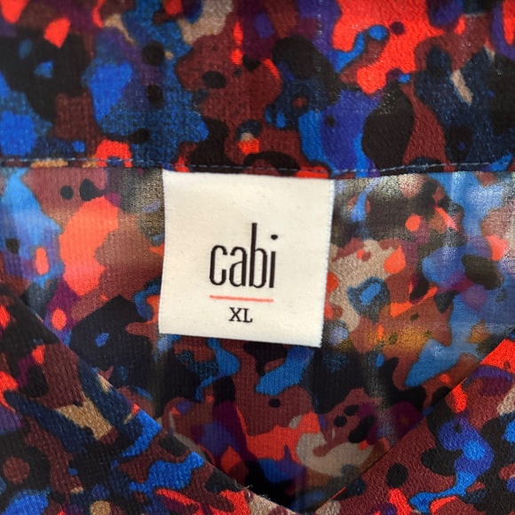 CAbi Stylish Multicolored Sheer Patterned Blouse XL Bright Colors - Picture 4 of 4